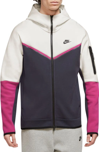 Shop Nike Sportswear Tech Fleece Zip Hoodie In Phantom/ Purple/ Pink/ Black