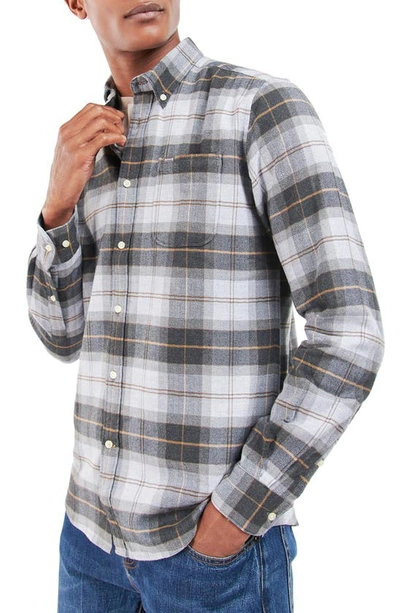 Shop Barbour Kyeloch Tailored Fit Plaid Cotton Button-down Shirt In Greystone