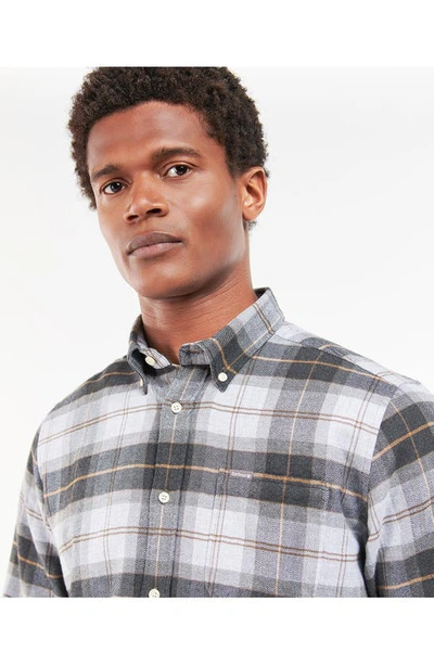 Shop Barbour Kyeloch Tailored Fit Plaid Cotton Button-down Shirt In Greystone