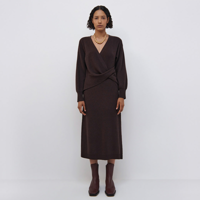Shop Jonathan Simkhai Judith Wool Midi Dress In Chocolate