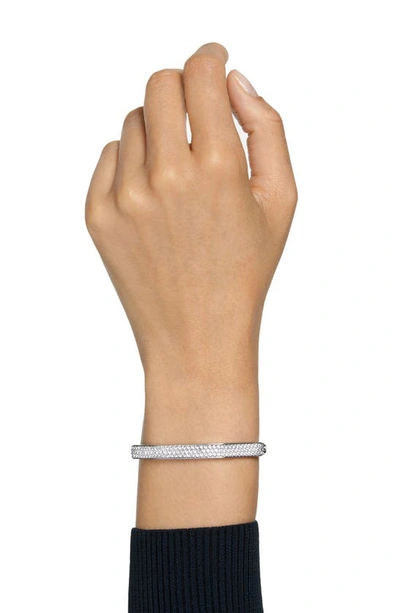Swarovski Crystal Dextera Bangle Octagon Shape Pave Medium White Rhodium Plated In Silver