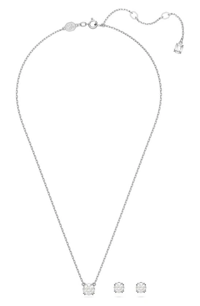 Swarovski Women's Constella 2-piece Rhodium-plated & Crystal Earring & Necklace Set In Silver