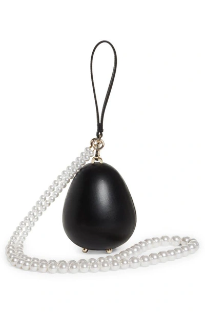 Shop Simone Rocha Mini Egg Top Handle Bag In Black/ Pearl