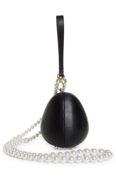 Shop Simone Rocha Mini Egg Top Handle Bag In Black/ Pearl