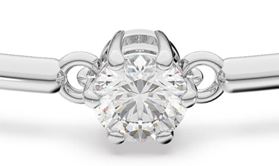 Swarovski Rose Gold-tone Crystal Station Bangle Bracelet In Silver