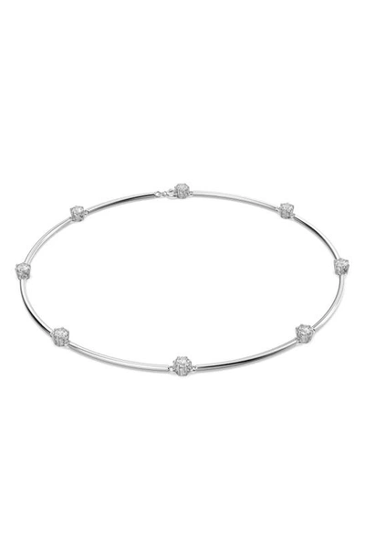 Swarovski Constella Rhodium-plated Brass And Zirconia Necklace In Silver
