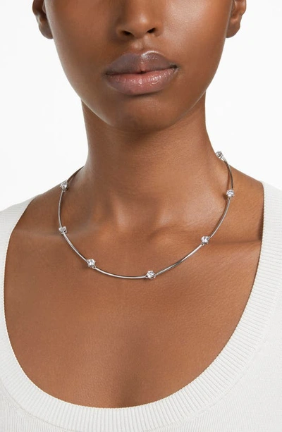 Swarovski Constella Rhodium-plated Brass And Zirconia Necklace In Silver