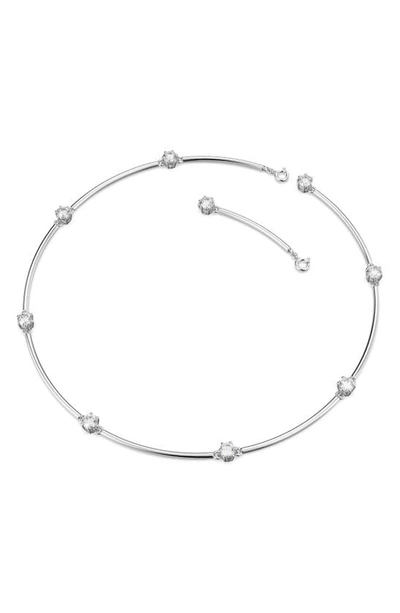 Swarovski Constella Rhodium-plated Brass And Zirconia Necklace In Silver