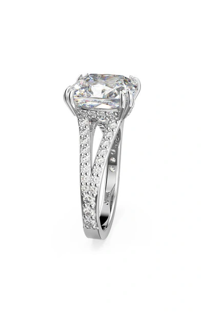 Shop Swarovski Constella Square Cocktail Ring In Silver / Clear Crystal