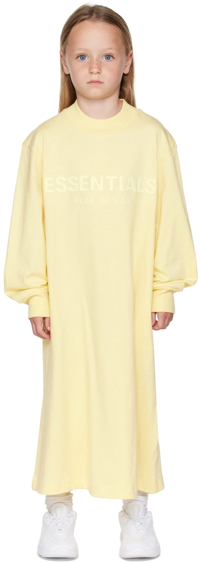 Shop Essentials Kids Yellow Logo T-shirt Dress In Canary