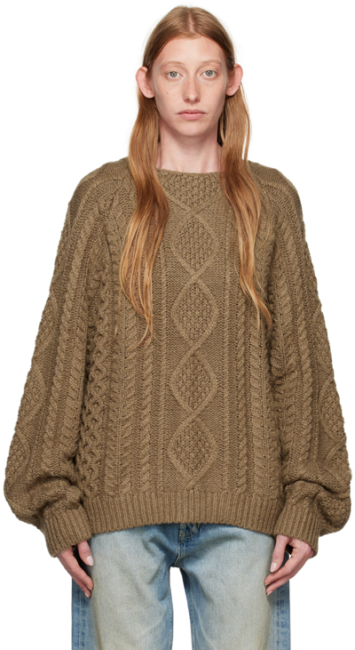 Shop Essentials Brown Raglan Sweater In Wood
