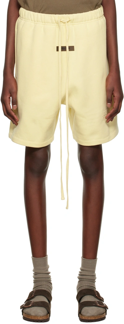ESSENTIALS YELLOW FLOCKED SHORTS 