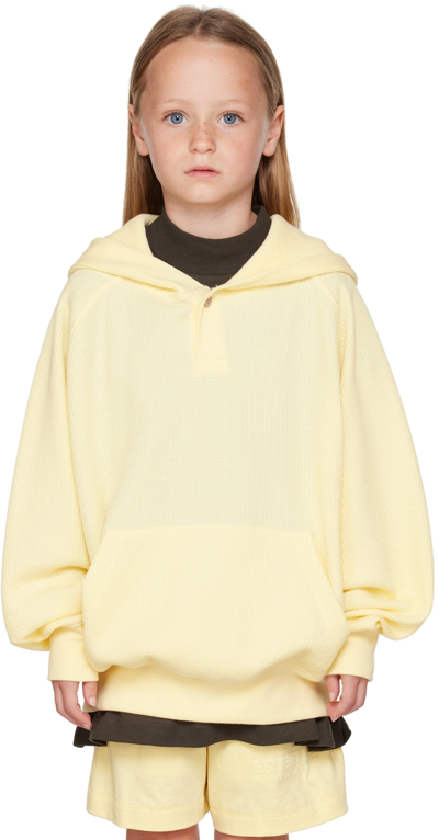 Shop Essentials Kids Yellow Henley Hoodie In Canary