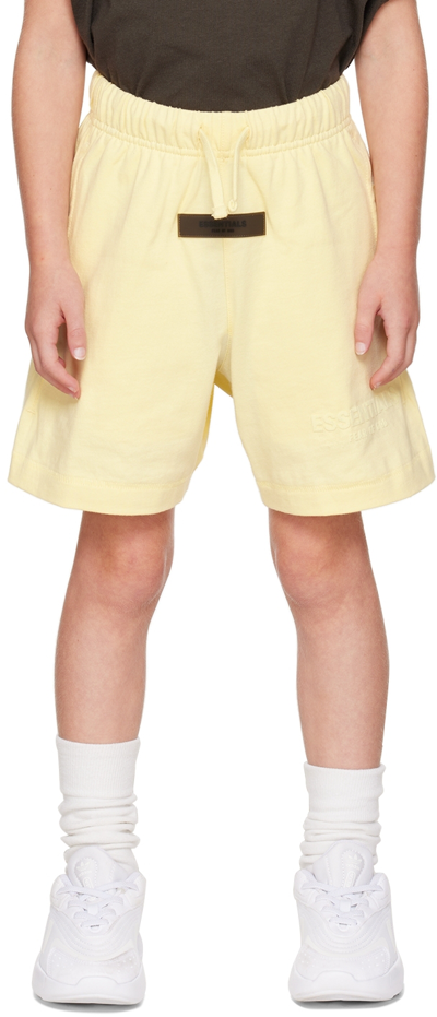 Shop Essentials Kids Yellow Jersey Shorts In Canary