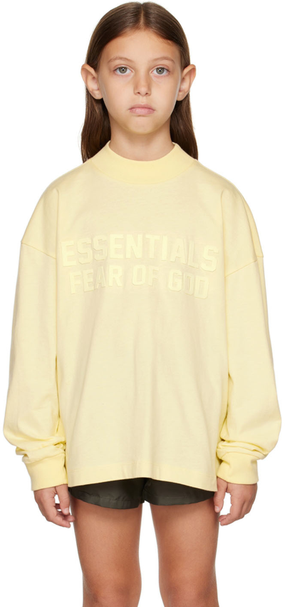Shop Essentials Kids Yellow Logo Long Sleeve T-shirt In Canary