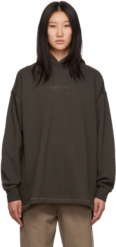Shop Essentials Gray Relaxed Hoodie In Off Black
