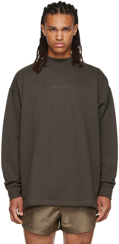 Shop Essentials Gray Relaxed Sweatshirt In Off Black