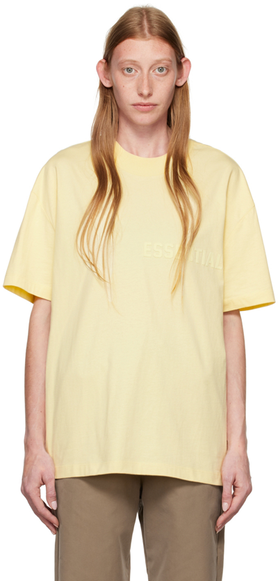 Shop Essentials Yellow Flocked T-shirt In Canary
