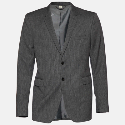 Pre-owned Burberry Grey Textured Wool Sandhurst Tailored Jacket Xxl