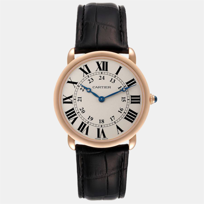 Pre-owned Cartier Silver 18k Rose Gold Ronde Louis W6800251 Manual Winding Men's Wristwatch 36 Mm