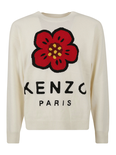 Shop Kenzo Flower Logo Sweater In Off-white
