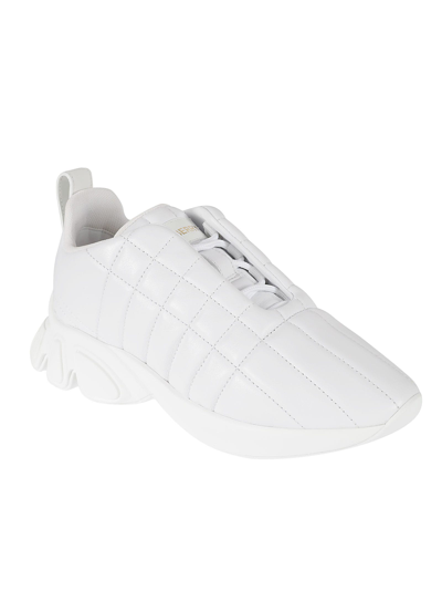 Shop Burberry Tnr Axburton Quilted Sneakers In Optic White