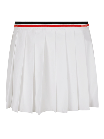 Shop Miu Miu Pleated Stripe Skirt In White