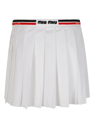 Shop Miu Miu Pleated Stripe Skirt In White