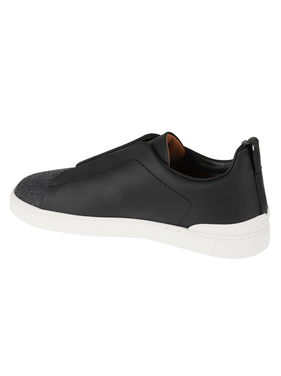 Shop Ermenegildo Zegna Triple Stitch Low-top Sneakers In Black