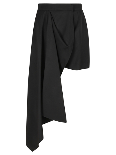 Shop Alexander Mcqueen Wrap Draped Shorts In Black
