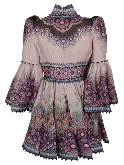 Shop Zimmermann Celestial Bell Sleeve Mini Dress In Multicolor