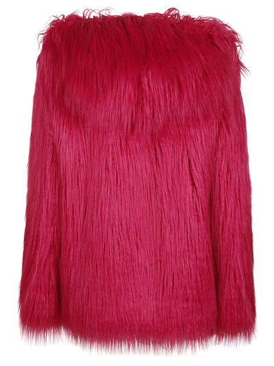 Shop Blugirl All-over Fur Hooded Jacket In Deep Pink