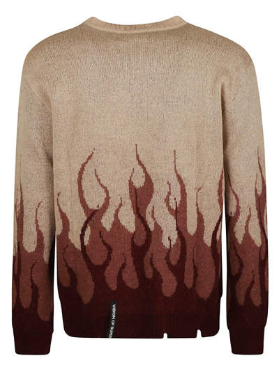 Shop Vision Of Super Distressed Effect Flame Detail Sweater In Grape
