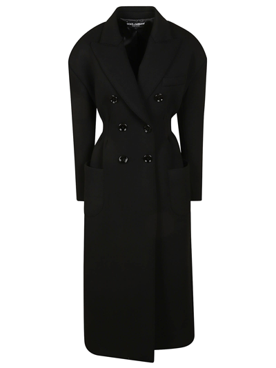 Shop Dolce & Gabbana Slim Waist Double-breasted Coat In Black