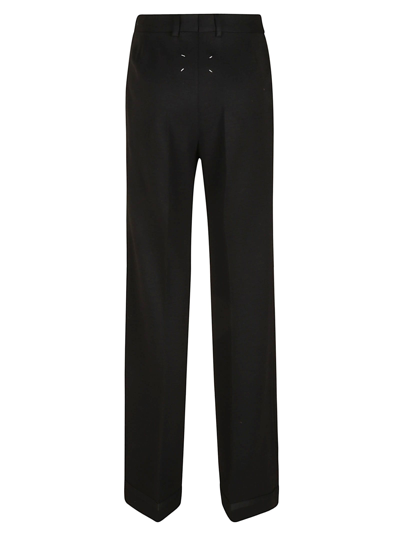 Shop Maison Margiela Rear Logo Plain Trousers In Black