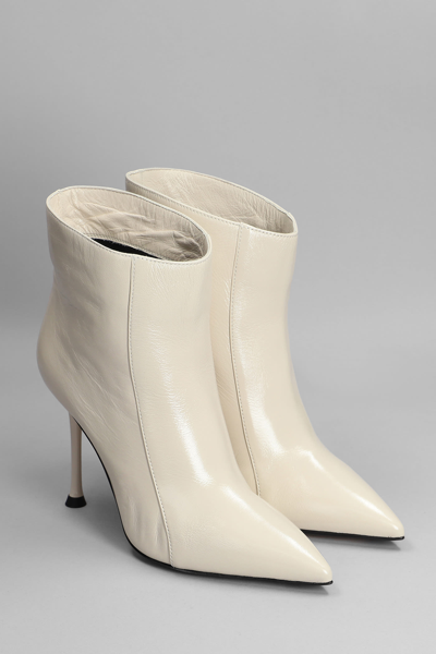 Shop Alevì Cher 095 High Heels Ankle Boots In Beige Leather