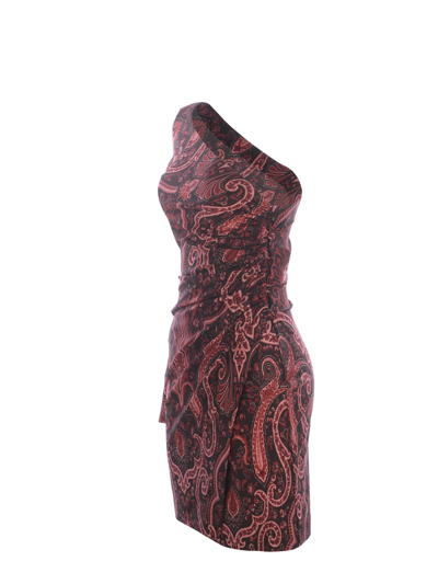 Shop Etro Dress One Shoulder  Helen In Nero-rosso