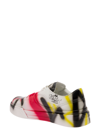 Shop Dolce & Gabbana New Roma Multicolor All-over Graffiti Sneakers In Leather Multicolor Man