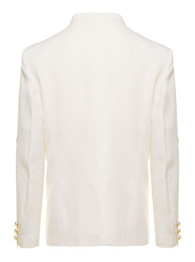 Shop Casablanca Envelope Jacket Viscose Silk Suiting Off-white - Off-white