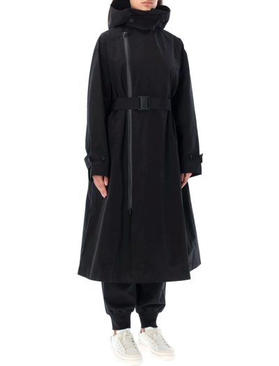 Classic Dorico Nylon Hood Trench Coat In Black
