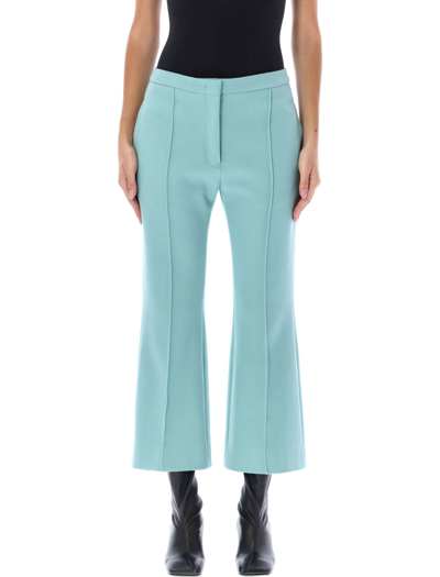 Jil Sander Cropped Mid-rise Trousers With Slit Pockets In Verdgris