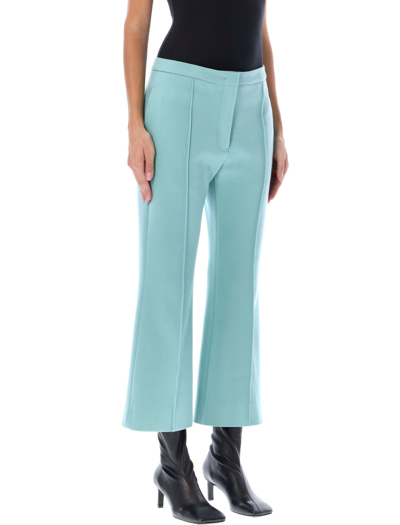 Jil Sander Cropped Mid-rise Trousers With Slit Pockets In Verdgris