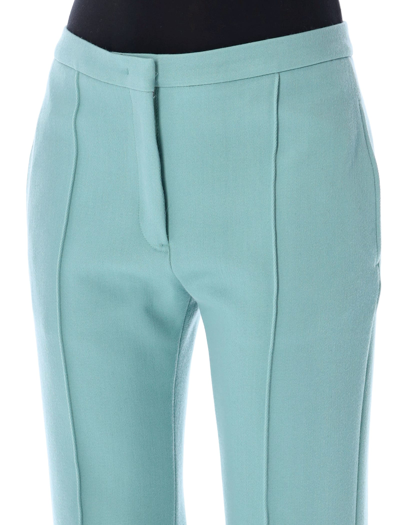 Jil Sander Cropped Mid-rise Trousers With Slit Pockets In Verdgris