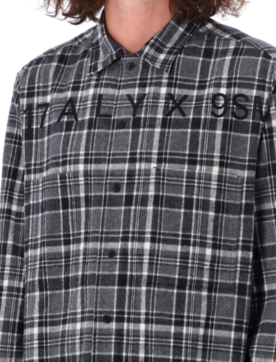 Shop Alyx Plaid Check Logo Shirt In Check Black/white