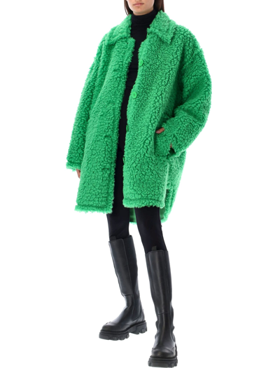 Shop Stand Studio Gwen Coat With Cloudy Faux Fur In Green