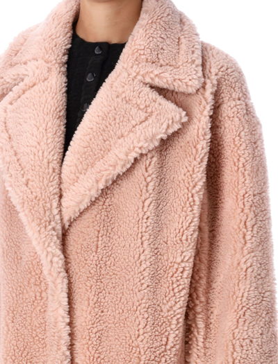 Shop Stand Studio Maria Faux Fur Teddy Coat In Pale Blush