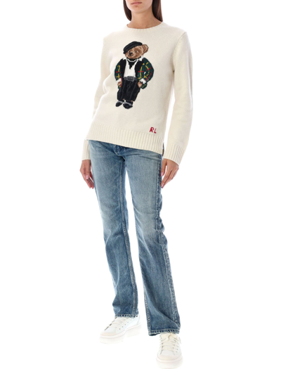 Polo Ralph Lauren Fancy Bear Embroidered Wool And Cashmere-blend Sweater In  Neutrals | ModeSens