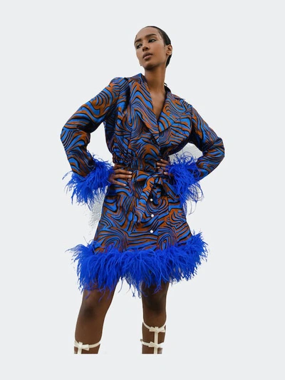 Shop Andreeva Marilyn Skirt With Feathers Details In Blue
