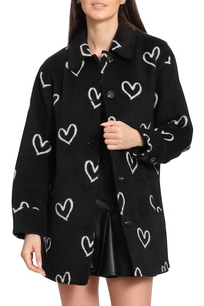 Shop Avec Les Filles Heart Print Oversized Shacket In Black