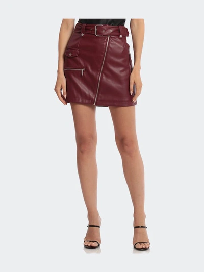 Shop Avec Les Filles Faux Leather Moto Mini Skirt In Red